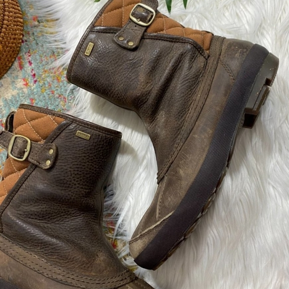 NICE UGG Neutral Brown Tan Leather Duck Boots Paladin Boots Size 10.5 - Picture 2 of 5